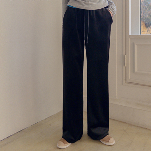 [Extreme softness♥][Body cover~] Slode Soft Velvet Semi Wide Fit Banding Pants [size: M, L]