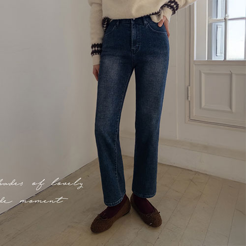 [1cm wide waist lower belly cover] [New product special price 9,000 won discount] <FONT color=#5a3954>MADE LIN</font> [Warm with inner fleece lining♨] Bennew straight fit denim pants that firmly hold the waist [size: S, M, L, XL]