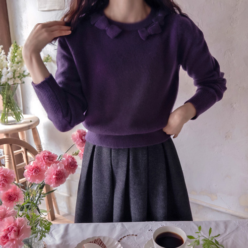Goat wool neck ribbon key point warm soft knit [size: F(55~66)]