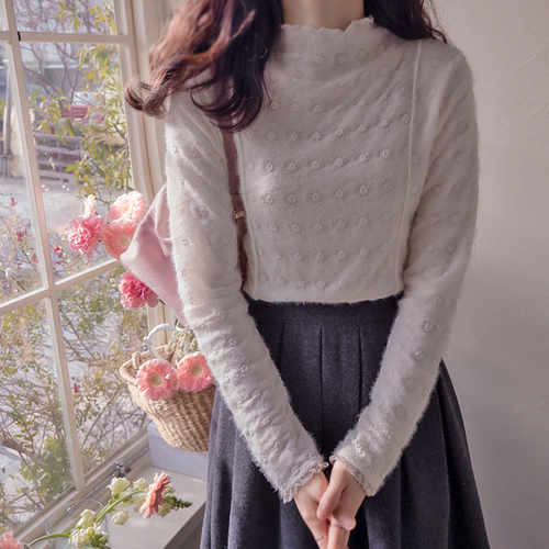 [New Product Special Price 4,000 Won Discount] <FONT color=#5a3954>MADE LIN</font> Modito Flower Soft Knit Half-Polarity [size: F (55~66)]