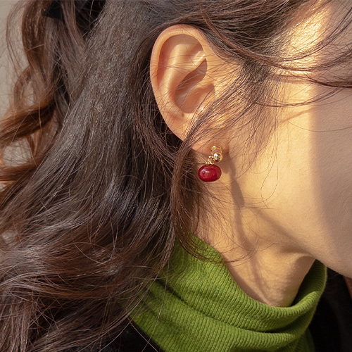 Wineberry Red Ball Earring