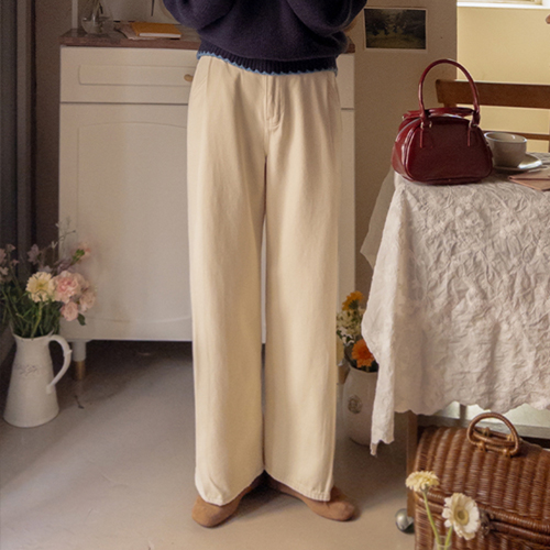 [Body Cover!] [Thick Fleece!] Sienne Stylish Pin Tuck Wide Fit Banding Pants [size: S, M, L]