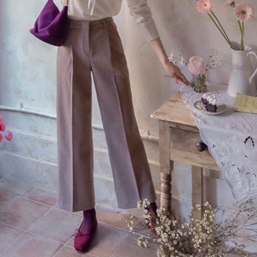 <FONT color=#5a3954>MADE LIN</font> [Cocoa Color] Zest Warmth Cozy Stretchy Culottes [size: S, M, L]