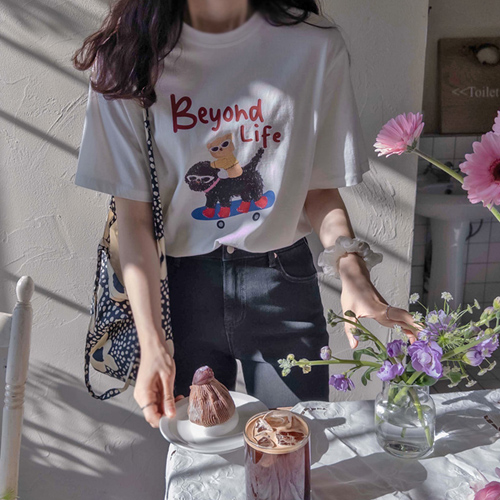 [LABEL] Spring season cute Bao printing comfortable Tee [size: F(55~66)]