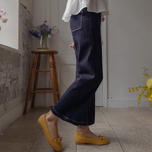 [LABEL][No worries about transfer] Jenny's fat cover fit straight wide raw denim pants [size: S, M, L]