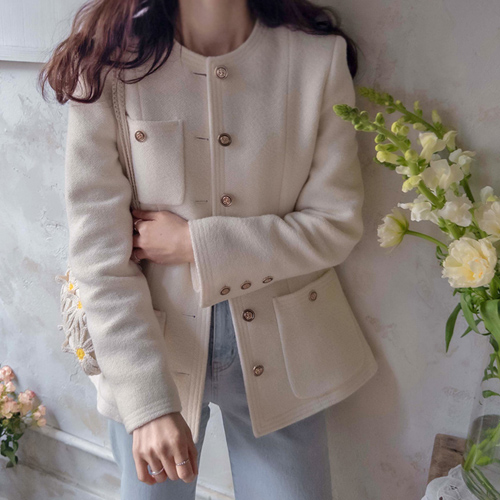 [New product special price 39,000 won discount] <FONT color=#5a3954>MADE LIN</font> [Eye Color] Rosena primium Wool Tweed Jacket [size: S (55), M (66)]