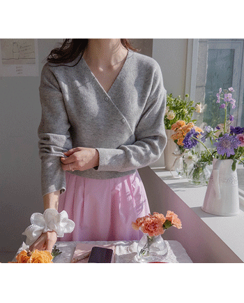 Plien lovely loose fit Diagonal wrap cardigan Knit [size:F(55~66)]