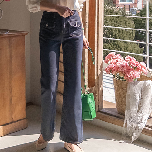 [ZERO otitis media!][Solid spandex~] Rose Bean Non-Fade Slim Bootcut Denim Pants [size:S,M,L]