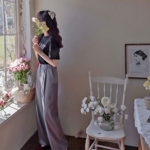 [Best Deal 6,000 KRW Discount] <FONT color=#5a3954>MADE LIN</font> [Brown Color] Sheldon Waist Strap Edge Fit Wide Pants [size:S,M,L]