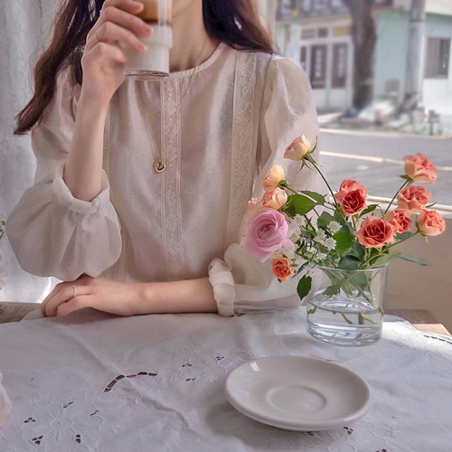 Roblanc Spring Lace Silk Tencel Lovely Blouse [size: F (55~66)]