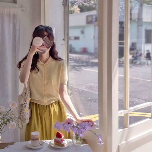 [LABEL] Crople Lovely Wave Collar Soft Moist Spandex Knit [size:F(55~66)]