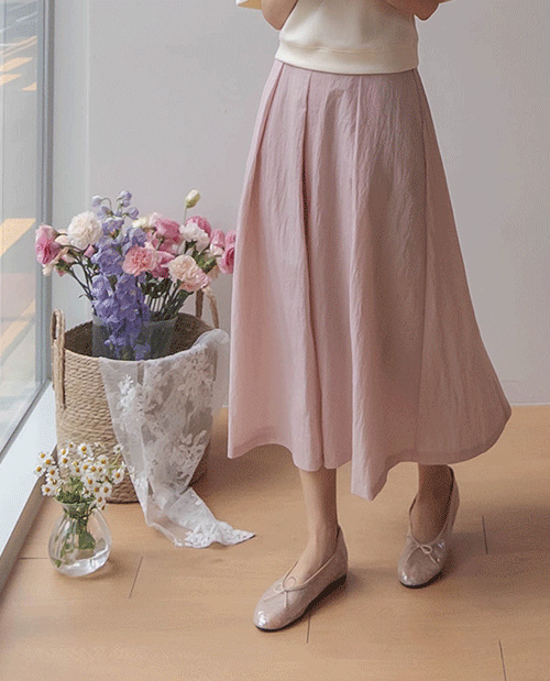 [Lighter] Amelie Rustle Pintuck Aline Skirt [size: F (55~66)]