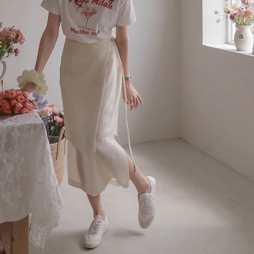 [Best Special Price 5,000 Won Discount] <FONT color=#5a3954>MADE LIN</font> Denid Light Wrap Style Skirt [size: F (55~66)]