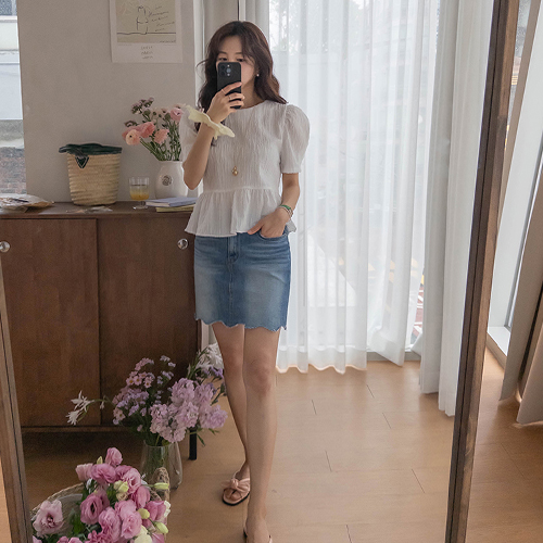 [No worries about exposure!] Dive Zonjon Span Wave Cut Denim Pants Skirt [size: S, M, L]