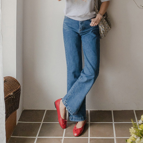 [Half Price Sale 50%] <FONT color=#5a3954>MADE LIN</font> [Over 1,000 units sold!] Libera Denim Wide Thong Pants [size: S, M, L, XL (Short/Long)]