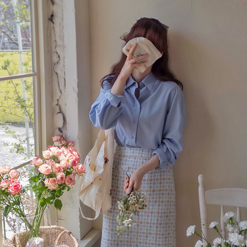 [Half Price Sale 50%] <FONT color=#5a3954>MADE LIN</font> Royker Soft Spring Pastel Basic Shirt [size: F (55~66), L (77)]
