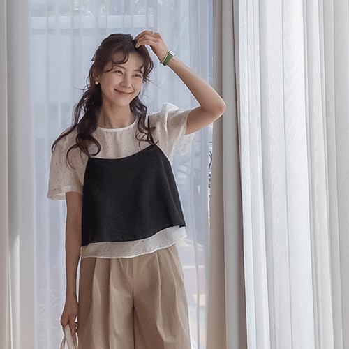 [Tencel Contains] [Set] Blair Bustier Set Sarang Shirring Blouse [size:F(55~66)]