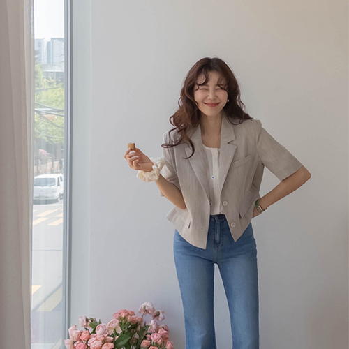 <FONT color=#5a3954>MADE LIN</font> Reversible Lightweight Back Cut Short-sleeve Jacket [size: F (55~66)]