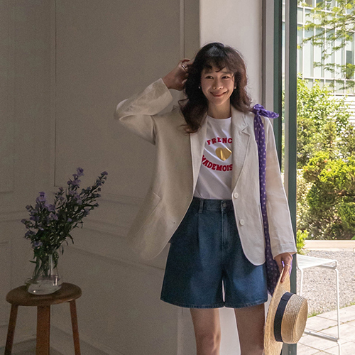 [Linen 100%] [Breathable] Vanette skin-blendable lightweight summer Linen Jacket [size: F (55-66)]