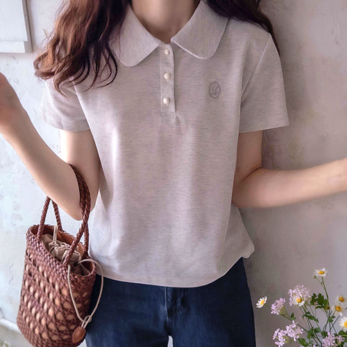 [LABEL] Coachelle Chewy Span Anjasu Love Collar Modal Tee [size:F(55~66)]