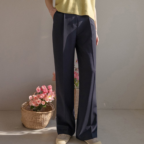<FONT color=#5a3954>MADE LIN</font> [Wrinkle ZERO] Sands Wrinkle Free Semi-Wide One-Tuck Slacks_Springver. <FONT color=#d8a4a4>[Scratch Sale]</font>