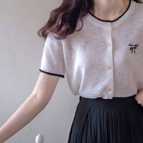 Aphelia Ribbon Embroidery Summer Bib Cooling Color Cardigan [size:F(55~66)]