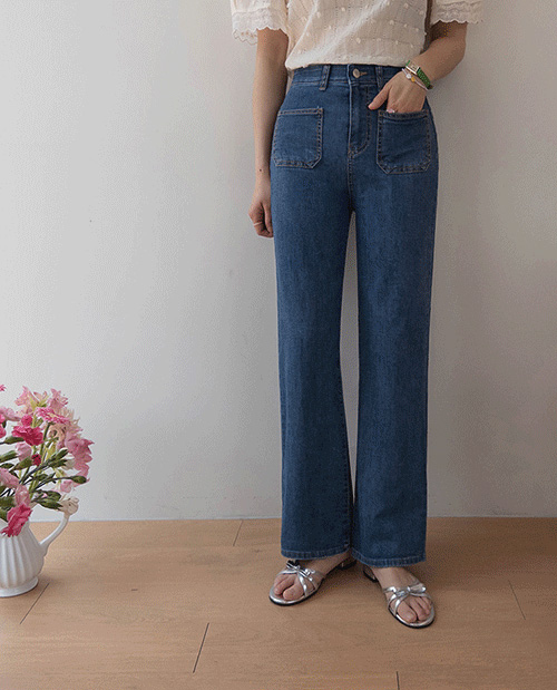 Demuah Square Pocket Straight Fit Hidden Banding Pants [size: S, M, L]