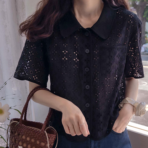 Summer Sweet Punching Flower Embroidery Light Luxury Jacket [size:F(55~66)]