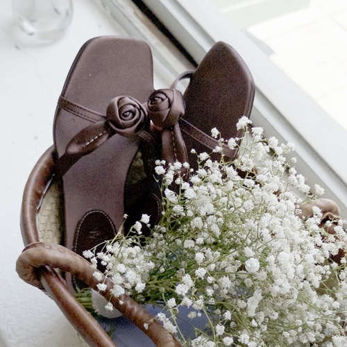 Dark Rose Corsage Satin Slippers