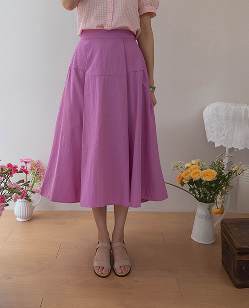 [LABEL] Veil rustling Summer two-pin tuck back banding Skirt [size:F(55~66)]