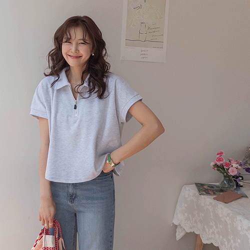 Comfort Semi-Crop Half-zip Piquet Shirt [size:F(55~66)]