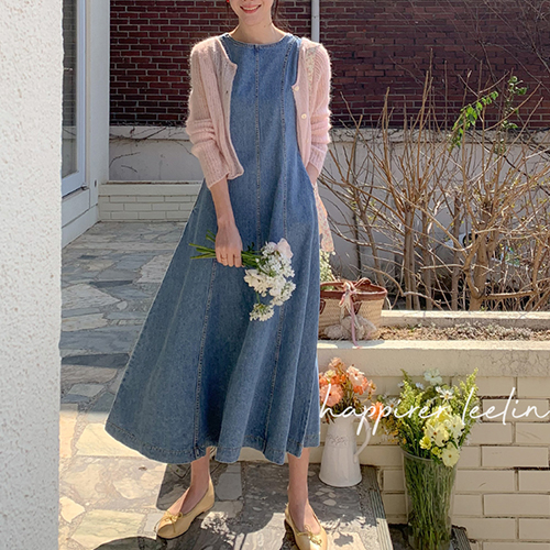 [LABEL] Heyoli cut-line denim one-piece [Scratch sale]