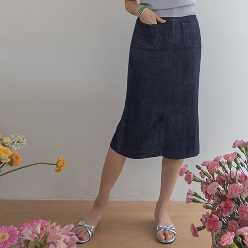 [10,000 won special price] [Non-Pay Non-Dyeing] <FONT color=#5a3954>MADE PREMIUM</font> Henle Hline Raw Denim Skirt [size: S, M, L]