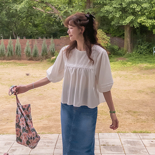 Higha Square Race Pintuck Blouse [size:F(55~66)]