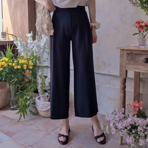 Summer Pintuck Smooth Cooling Soft Charr Fit Band Pants [size: S, M, L] 