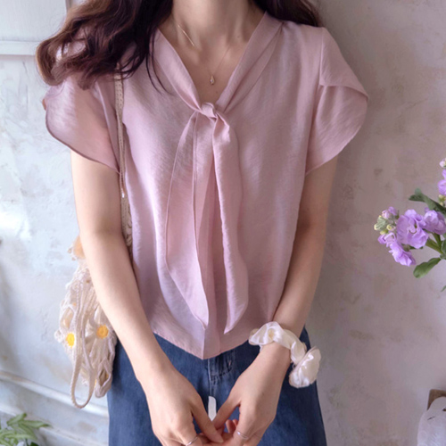 [LABEL] Summer Modal Anti-Tie Tulip Sleeve Sky Fit Blouse [size: F (55~66)]