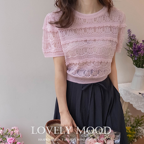 [Summer Knit][LABEL] Sweet Pink Feminine Punching Freel Knit [size:F(55~66)]