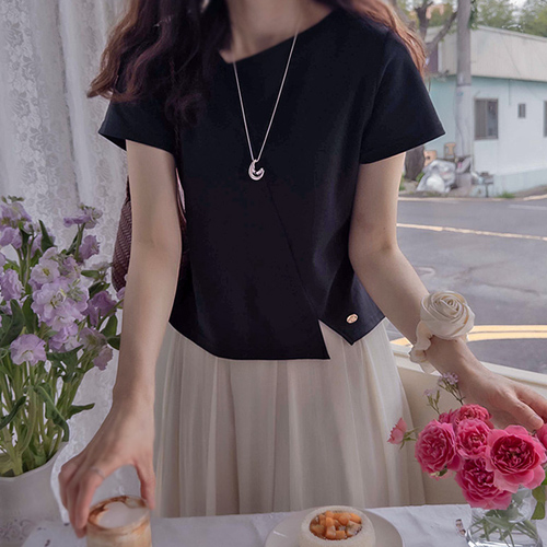 [LABEL] Alfredo Summer Sash Pendant Love Team Stretchy Span Tee [size:F,1]