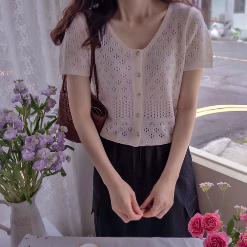 [LABEL] Anne Susanna Lovely Summer Punching Elegant Knit Cardigan [size: F (55~66)]