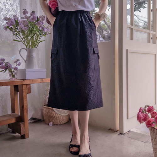 [LABEL] Kelliard Summer Rustle Seersucker Edge Band Skirt [size:F(55~66)]