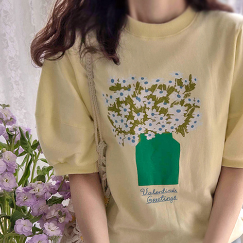 Summer Madeleine Flower Cute Fit Elegant Puff Tee [size:F(55~66)]