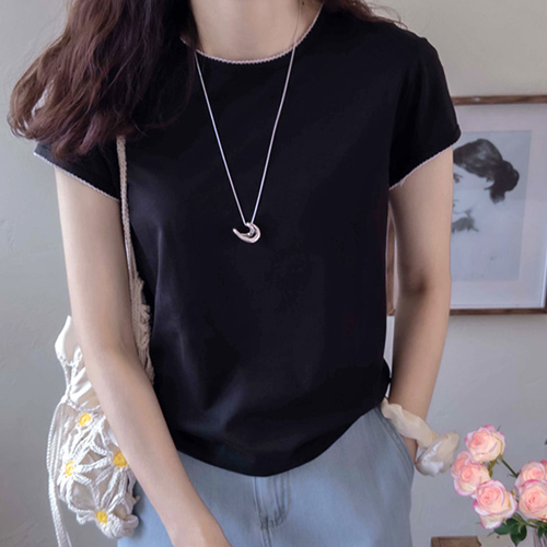 [LABEL] Cameron Mini Wave Neck Comfortable Summer Mapsi Tee [size:F,1]