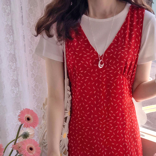 Anklant Summer Flower Sky Blue One Piece [size:F(55~66)]