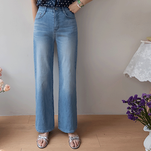 [-3℃ Feels Like Temperature!][Cool Denim] Ronnie Stay Washing Semi-Wide Pants [size:S,M,L]