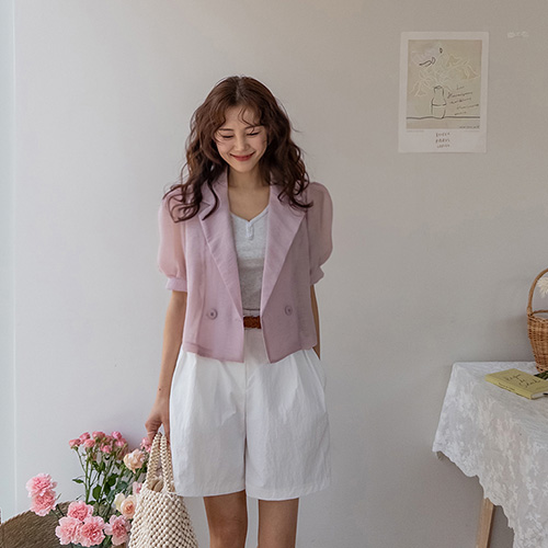 [LABEL] Rave Silver Sheer Linen Puff Jacket [size:F(55~66)]
