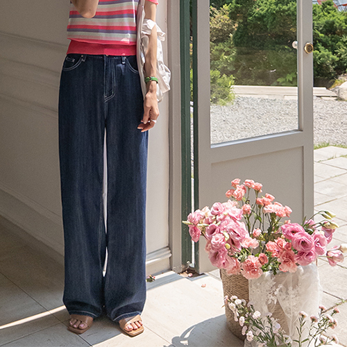 [Eyeum DOWN] Caplin Ringsa One-Way Wide Raw Denim Cool Pants [size: S, M, L]