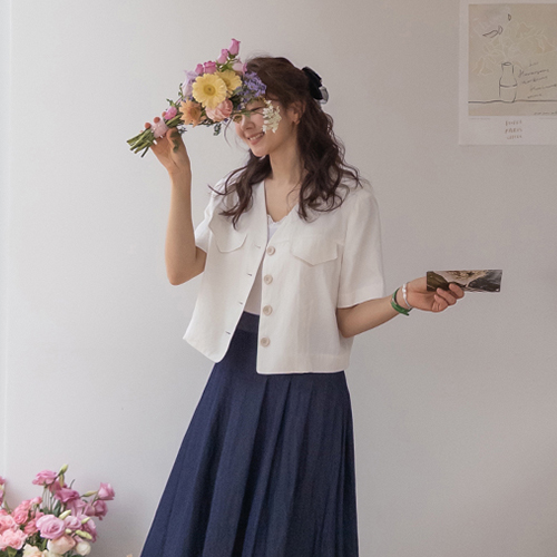 [Breathability UP!] Henya Stylish and Neat No Collar Linen Jacket [size: F(55~66)]