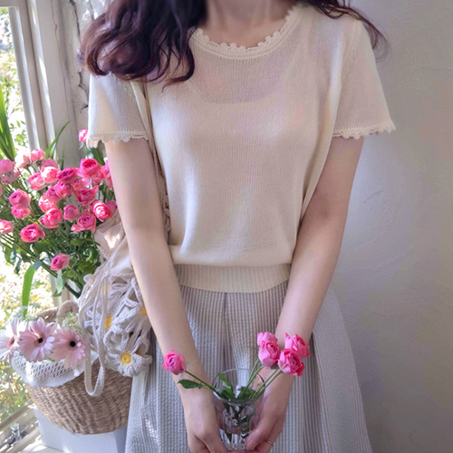 Annarose Neck Point Summer Pastel Loose Fit Knit [size:F(55~66)]