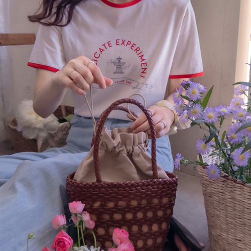 [New product special price 4,000 won discount] <FONT color=#5a3954>MADE LIN</font> Alon Cotton color combination Short-sleeve Tee [size: F (55~66)]