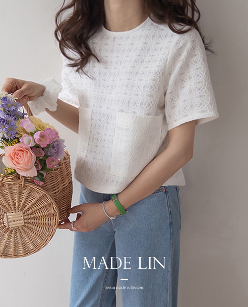 [New product special price 5,000 won discount] <FONT color=#5a3954>MADE LIN</font> Eisen Race Pocket Short-sleeve Tee [size: F (55~66)]